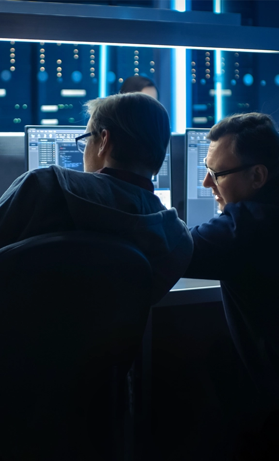 intelligence professionals at computer