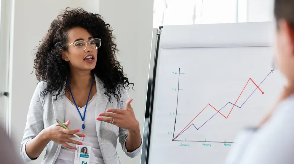 public health student presenting data