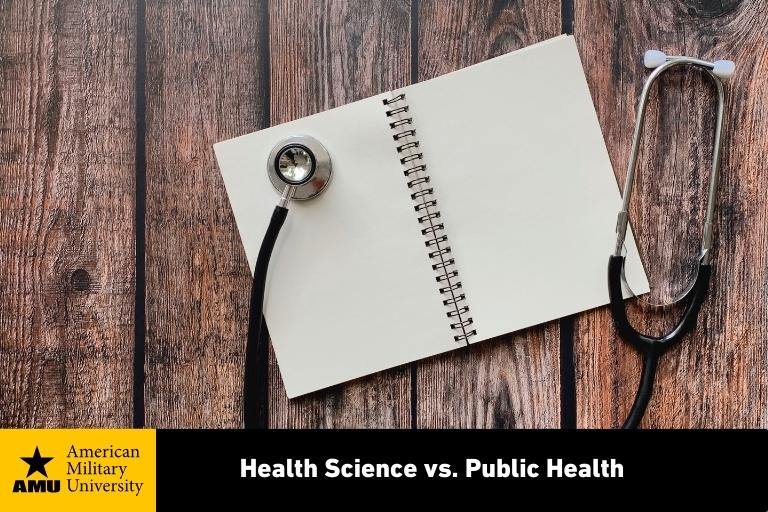 health-science-vs-public-health health science notebook with stethoscope