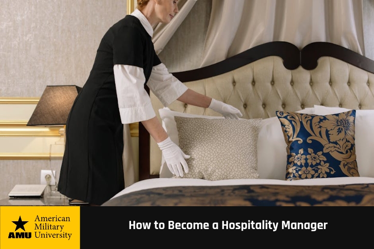 hospitality manager preparing hotel room