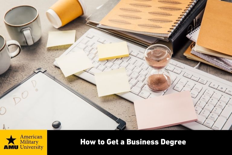 business degree student's study space