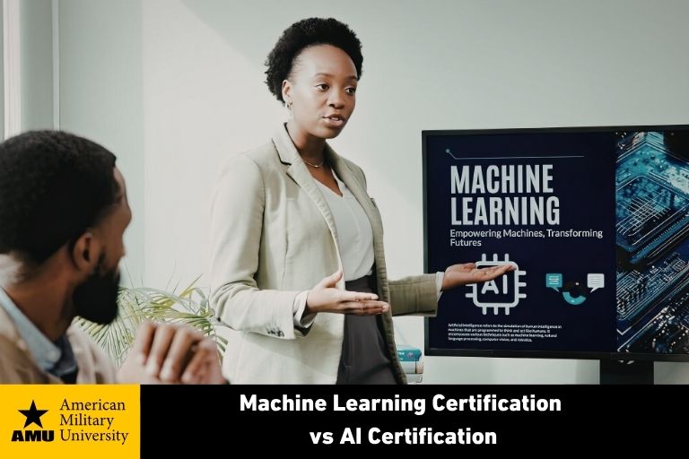 student presenting about machine learning vs ai certification