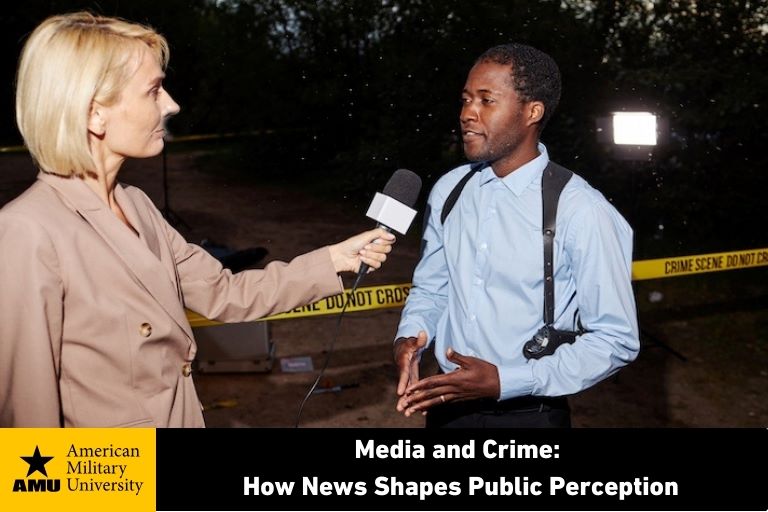 media-and-crime reporter interviewing crime scene investigator