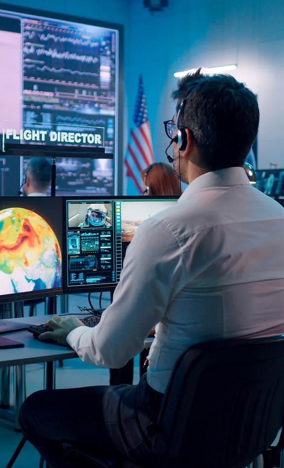 space studies professional at computer