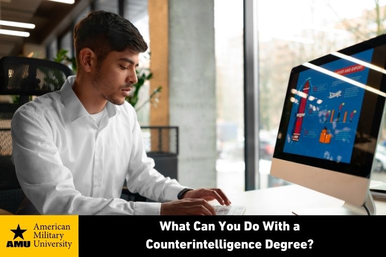 what-can-you-do-with-a-counterintelligence-degree counterintelligence degree student on computer