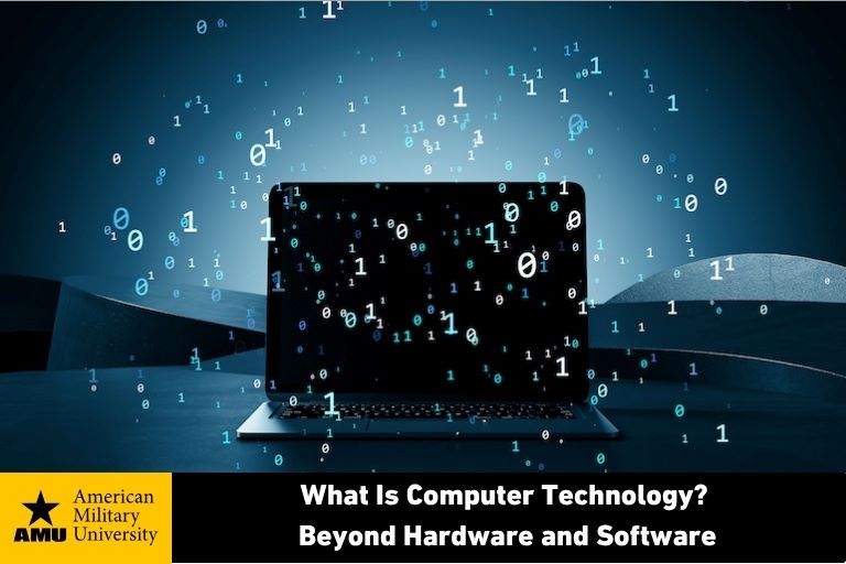 computer technology icons floating in front of laptop