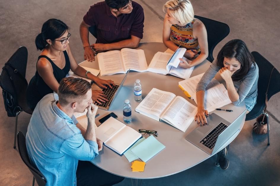 students studying at table