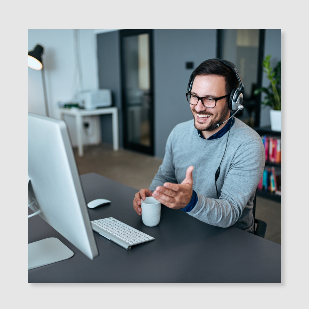 man wearing headset providing help